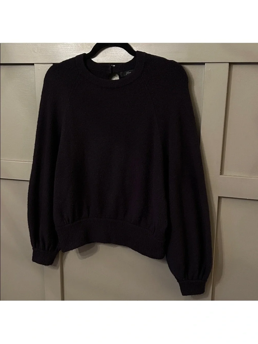 J. Crew Crewneck Gathered Sweater in Supersoft Yarn Wool Alpaca Black Size Small